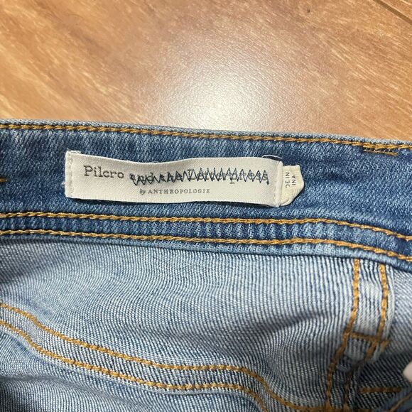 Anthropologie Pilcro Slim Boyfriend Jeans Size 29 Blue Distressed Stretch Denim - Picture 3 of 8